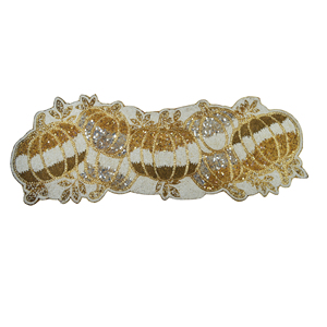 Beautiful Gold Pumpkin Beaded <b>Table</b> <b>Runner</b> Irregular Shape Fabric Decorative Mats Glam Style Handmade Home Decoration - Product Image 1