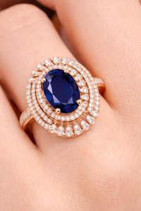 แหวนค็อกเทลหรูหราทรงวงรีประดับเพชรแบบแฟนซี ทอง 14K สำหรับสุภาพสตรี น้ำหนัก 1.2 กะรัต เพชรเลี้ยงในห้องปฏิบัติการ ประดับเพชรด้านข้าง 138 เม็ด ของขวัญสำหรับงานหมั้น - Product Image 3