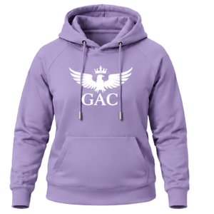 Sweat-shirt à capuche violet lilas avec logo d'aigle blanc, poche kangourou, capuche à cordon de serrage, manches longues, streetwear décontracté - Product Image 1