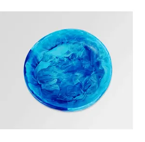 Handmade Blue Resin Round Modern Luxury Serving Plate Handpainted Art Dish Stocked Food Grade Eco-Friendly Dishwasher Safe - Product Image 2