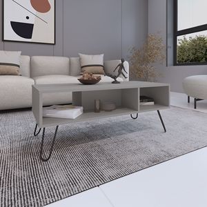 White <b>Coffee</b> <b>Table</b> with 4 <b>Legs</b> and 2 Shelves 15.7\" H Stylish Furniture Accessory - Product Image 1