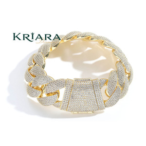 Bracelet chaîne en moissanite S925 plaqué or 22 carats, taille brillant rond, micro-incrustation, luxe, unisexe - Product Image 4
