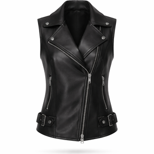 Gilets en cuir personnalisés pour femmes - Fournisseur en gros, vestes en cuir sur mesure OEM pour femmes, achat en gros - Product Image 1