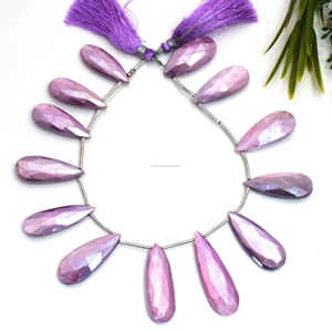 Cadena de Cuentas de Piedra Lunar Púrpura Natural Facetada en Forma de Pera de 8 Pulgadas, Gema Auténtica para la Fabricación de Joyas, Pulseras y Collares - Product Image 2