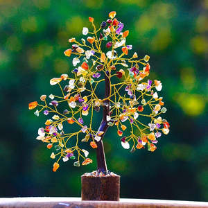 MULTI STONE GEMSTONE CHAKRA GUÉRISON BONSAI ARBRE D'ARGENT DE 300 CHIPS CRISTAUX NATURELS MULTY ARBRE DÉCORATION BUREAU DÉCOR MAISON - Product Image 2