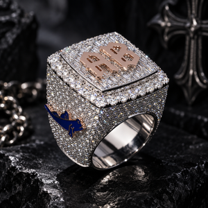 Bague Initiale Gothique Iced Out en Moissanite VVS de Haute Qualité, Argent Sterling 925, Coupe Baguette, Halo, Style Hip Hop, Bijoux Fins pour Hommes - Product Image 1