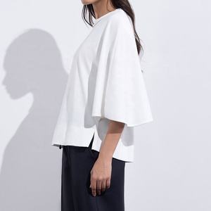 Camiseta de Algodón 100% para Mujer, Talla Grande, a Rayas, Cuello Redondo, Hombros Caídos - Product Image 4