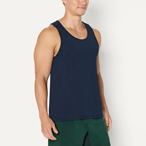 Débardeur de sport pour homme personnalisé avec logo, respirant, coupe ajustée, col rond, pour musculation, fitness et entraînement, vêtement de sport actif - Product Image 4