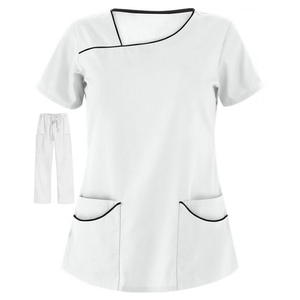 Tenues d'hôpital, uniformes d'infirmières, manches courtes, tricot en spandex, respirant, confortable, logo/taille/couleur personnalisés - Product Image 3