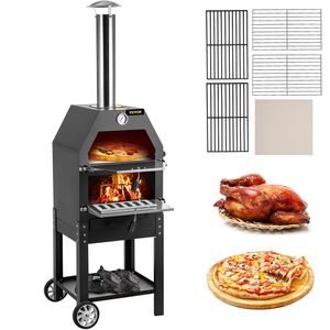 Forno per Pizza da esterno a 2 strati da 12 \ "forno a legna 700 °F temperatura Max pizzaiolo a legna forno Barbecue 2 ruote rimovibili - Product Image 1