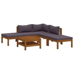 Ensemble de salon en bois gris foncé avec coussins pour jardin, pour la détente en plein air - Product Image 2