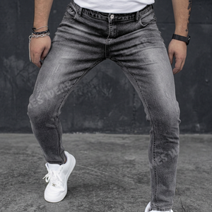 Men's Regular Fit Straight Leg Distressed Washed Woven Denim <b>Jeans</b> Mid Rise Cotton Casual Style All Season - Product Image 3
