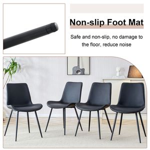 Tavolo da Pranzo Allungabile 59-71 Pollici con 8 Sedie Curve in PU Artificiale Nero, Set da 7 Pezzi per Sala da Pranzo - Product Image 6