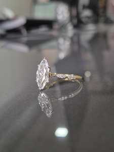Bague de fiançailles en diamant de laboratoire taille marquise 3 carats, bague en or 14 carats avec pierres latérales taille marquise et taille ronde, certifiée IGI - Product Image 5