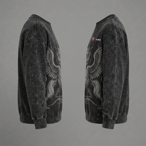 เสื้อสเวตเชิ้ตคอกลมทรงเฮฟวี่เวทสำหรับผู้ชาย ลวดลายย้อมสีแบบแอซิดวอช เนื้อผ้านุ่ม ปลายแขนเสื้อแบบริบ และดีไซน์ทันสมัย รุ่นปี 2026 - Product Image 4