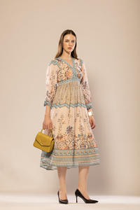 High Quality Women <b>Dress</b> Multicolor Floral Printed Flared <b>Dress</b> for Wedding Style Women <b>Dresses</b> at Best Price - Product Image 5