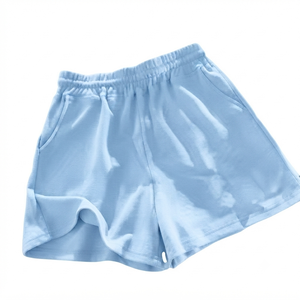 Shorts Casuales de Punto para Mujer, Color Verde Oliva Sólido, Cintura Elástica con Bolsillos, Transpirables, Corte Regular, Talle Medio, Tela de Algodón - Product Image 2