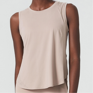 <b>Women's</b> <b>White</b> Sleeveless Yoga <b>Tank</b> <b>Top</b> Crew Neck Asymmetric Breathable Spandex Polyester Fit Regular Solid Style - Product Image 6