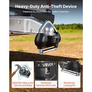 Verrou de remorque robuste noir antivol avec 3 clés, hauteur réglable, résistant à l'effraction pour attaches de 1-7/8 à 2-5/16 pouces, compatible avec les VR - Product Image 3