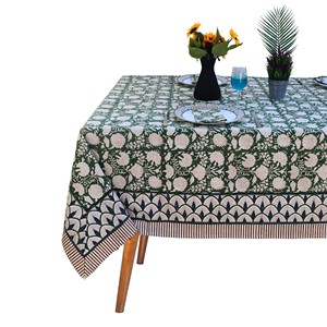 Green Handmade Cotton <b>Tablecloth</b> Plain Dyed Woven Outdoor Vintage Farmhouse Decor Wedding Custom Size - Product Image 2