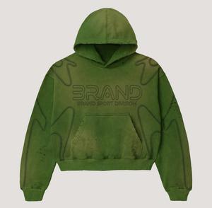 Hoodie personnalisé à impression sérigraphique, manches longues, dernières arrivées, hoodies pour hommes, impression sérigraphique vintage, effet délavé - Product Image 3