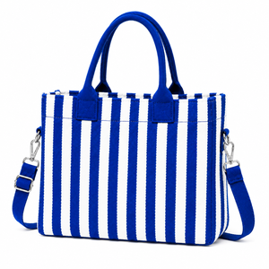 Custom Zeta Phi Beta Sorority Tote <b>bag</b> Blue and White Embroidered Logo Striped Daily Use <b>Large</b> Capacity <b>Canvas</b> Tote <b>bag</b> - Product Image 3