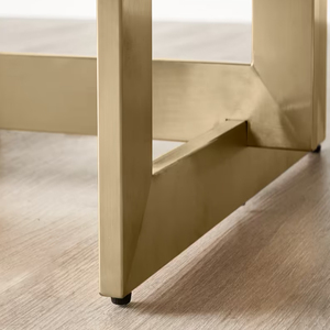 White Sintered Stone Dining <b>Table</b>, Brushed Champagne Gold Stainless Steel Legs Luxury Dining <b>Tables</b>, Saving Space Dining <b>Table</b> - Product Image 4