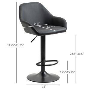 Swivel Bar <b>Stools</b> <b>with</b> <b>Backs</b> and Foot Rest Round Base Soft PU Leather Black Bar Chair for Kitchen Gym-Multifunctional - Product Image 3