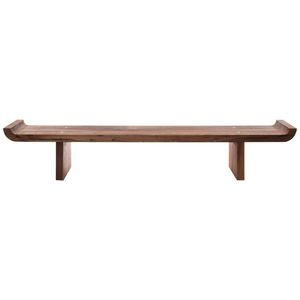 Banco Oriental Moderno de Madera de Teca con Diseño de Extremos en Forma de Pagoda - Product Image 3