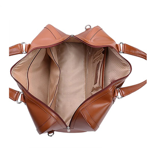 Leather <b>Duffel</b> <b>Bag</b> with Zipper Closure and Adjustable Straps for Travel Weekender Use - Product Image 6