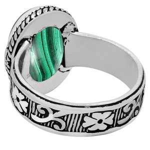 Anillo de Mujer con Piedra Natural de Malaquita, Joyería Bohemia Hecha a Mano, Anillo de Plata de Ley 925 - Product Image 3