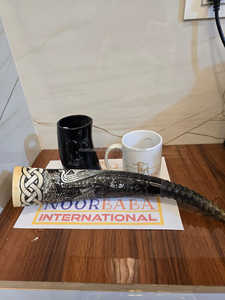 Tazas de cuerno para beber grandes ecológicas hechas a mano, artesanías naturales, grabado de estilo Animal para juegos vikingos, disfrutar de bebidas - Product Image 6