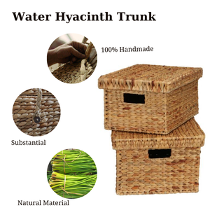 Cube Water Hyacinth <b>Basket</b> 11x11 Woven Wicker Storage Bins For Closet <b>Shelves</b> Wardrobe Cabinet Cube Organizer <b>Baskets</b> - Product Image 6
