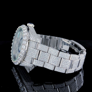 Reloj de Lujo Hip Hop con Movimiento Automático Digital, Acero Inoxidable, Hecho a Mano, Completamente Cubierto de Diamantes VVS Moissanite, Relojes de Cuarzo - Product Image 4