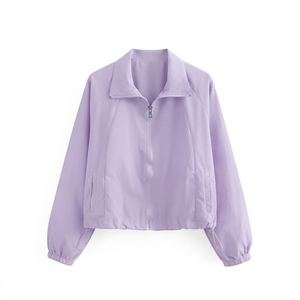 Chaqueta Bomber de Color Sólido para Mujer, Manga Larga, Cuello Camisero, Tejido Transpirable, Resistente al Viento, Ropa de Invierno - Product Image 3