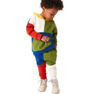 Conjunto Deportivo Infantil de Moda 2026, Estilo Urbano, Colorblock, Sudadera de Algodón y Felpa, Personalizable - Product Image 1