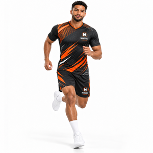 Ensemble de tenue de football pour hommes, kit d'équipe personnalisé sublimé, respirant, antibactérien, séchage rapide, 100% polyester, maillot et short d'entraînement - Product Image 3