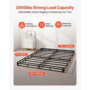 Cadre de lit en métal robuste taille Queen avec sommier à ressorts de 35 pouces et tissu lavable - Product Image 2