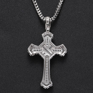 Colgante Unisex de Hip Hop con Diamantes Cultivados en Laboratorio, Corte Brillante, Chapado en Oro, Plata 925, Cruz Religiosa Personalizada, Certificado IGI - Product Image 4