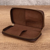 Etui de montre de voyage personnalisé Crazy Horse en cuir pour hommes 2 montres de voyage marron fermeture éclair LWP-0058 portable