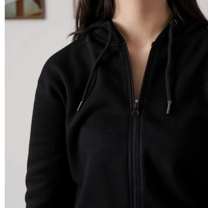 Conjunto de Sudadera Corta con Capucha y Pantalones Deportivos de Felpa Francesa de Algodón Grueso para Mujer, Color Sólido, Ropa Deportiva Cómoda - Product Image 1
