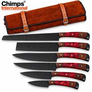 Ensemble de 5 couteaux de cuisine en acier inoxydable J2, couteau de chef, Santoku, Nariki, couteau à désosser, couteau à découper, manche personnalisé en bois de noyer et résine - Product Image 3