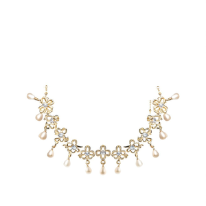 Fine Dangle Earrings with Floral Design and White Pearls - Product Image 2