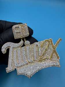 Colgante de Lujo Personalizado con Letra Inicial de Moissanita Totalmente Cubierto de Diamantes, Estilo HipHop Rapper Bling, Bicolor, Plata 925 Certificada, Regalo - Product Image 2