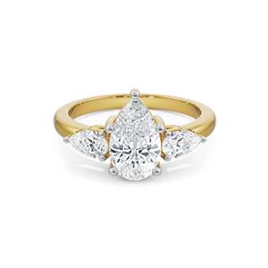 Anillo de Compromiso y Boda con Moissanita Corte Pera, Diseño de Triple Pera, Chapado en Oro, Plata y Oro Rosa, Joyería Nupcial Clásica de Lujo - Product Image 1