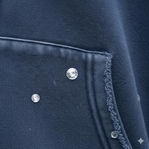 Hiver personnalisé, service OEM, pressage à chaud, strass brillants, coupe courte, délavé à l'acide, 100% coton molletonné, séchage rapide - Product Image 5