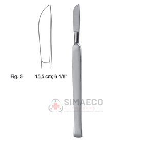 มีดผ่าตัด รุ่น Fig. เครื่องมือผ่าตัดสแตนเลสสตีลขนาด 3 15.5 ซม. 6 1/8 นิ้ว ใช้ซ้ำได้ ฆ่าเชื้อได้ รับผลิตแบบ OEM แบรนด์ส่วนตัว - Product Image 2