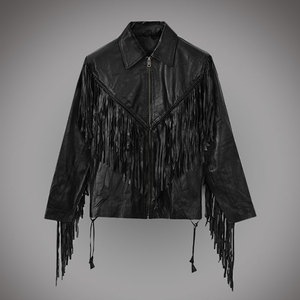 Women Custom Fringe <b>Suede</b> <b>Jacket</b> Western Boho Leather Tassel Coat Fashion Outerwear Motorcycle <b>Biker</b> Wholesale OEM - Product Image 3