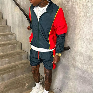 Custom 2-Piece Pleated Nylon Breathable Waterproof Suit UV Light Reflective <b>Windbreaker</b> Tracksuit Zip up Jacket and Short Set - Product Image 2