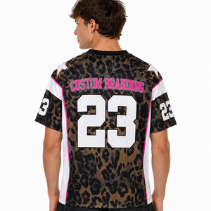 Camiseta de Fútbol Americano de Malla Oversize con Estampado de Leopardo al por Mayor, Nombre y Número Personalizados, Impresión por Sublimación, Fabricante de Uniformes de Equipo - Product Image 3